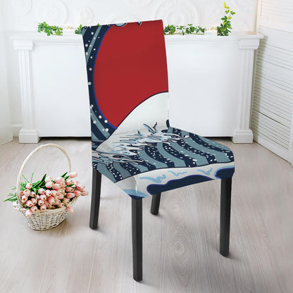 The Great Kanagawa Wave Print Dining Chair Slipcover