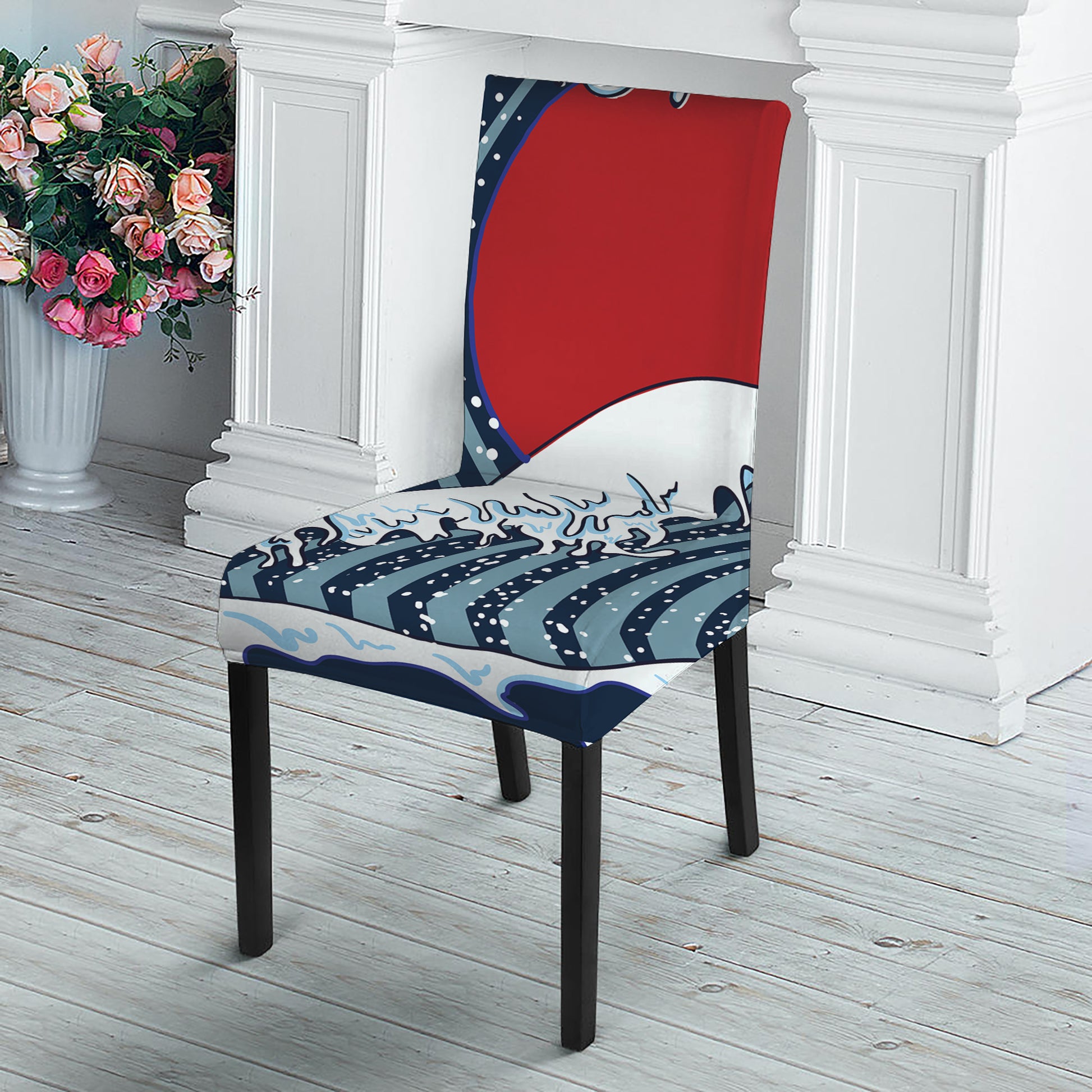 The Great Kanagawa Wave Print Dining Chair Slipcover