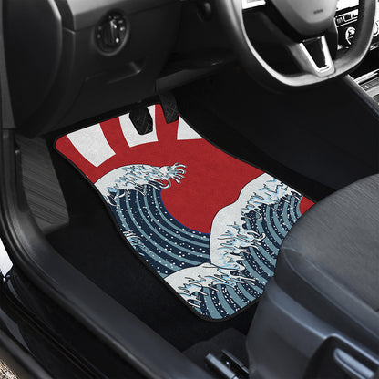 The Great Kanagawa Wave Print Front and Back Car Floor Mats