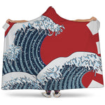 The Great Kanagawa Wave Print Hooded Blanket