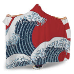 The Great Kanagawa Wave Print Hooded Blanket