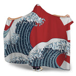 The Great Kanagawa Wave Print Hooded Blanket