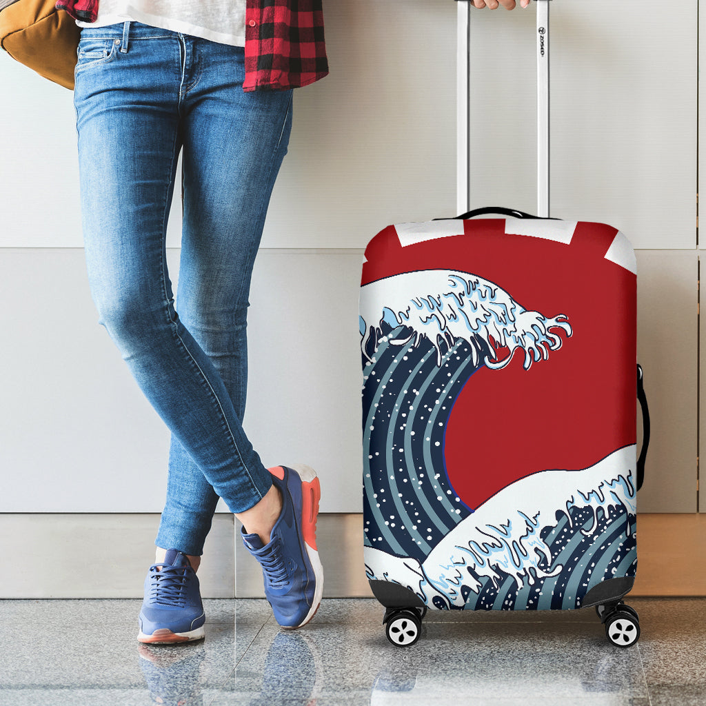 The Great Kanagawa Wave Print Luggage Cover