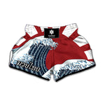 The Great Kanagawa Wave Print Muay Thai Boxing Shorts