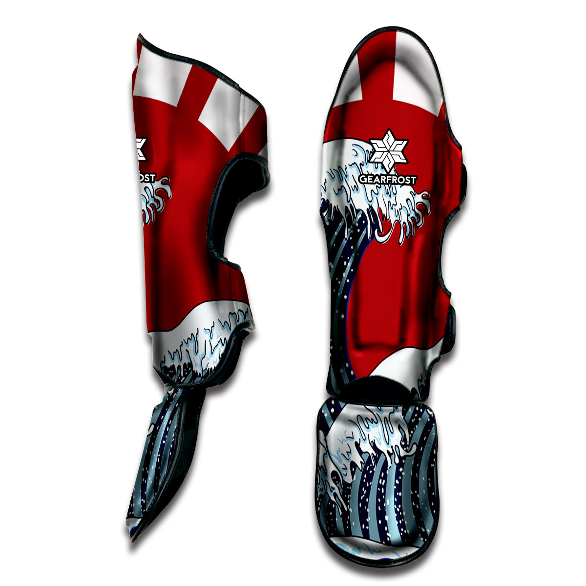 The Great Kanagawa Wave Print Muay Thai Shin Guard