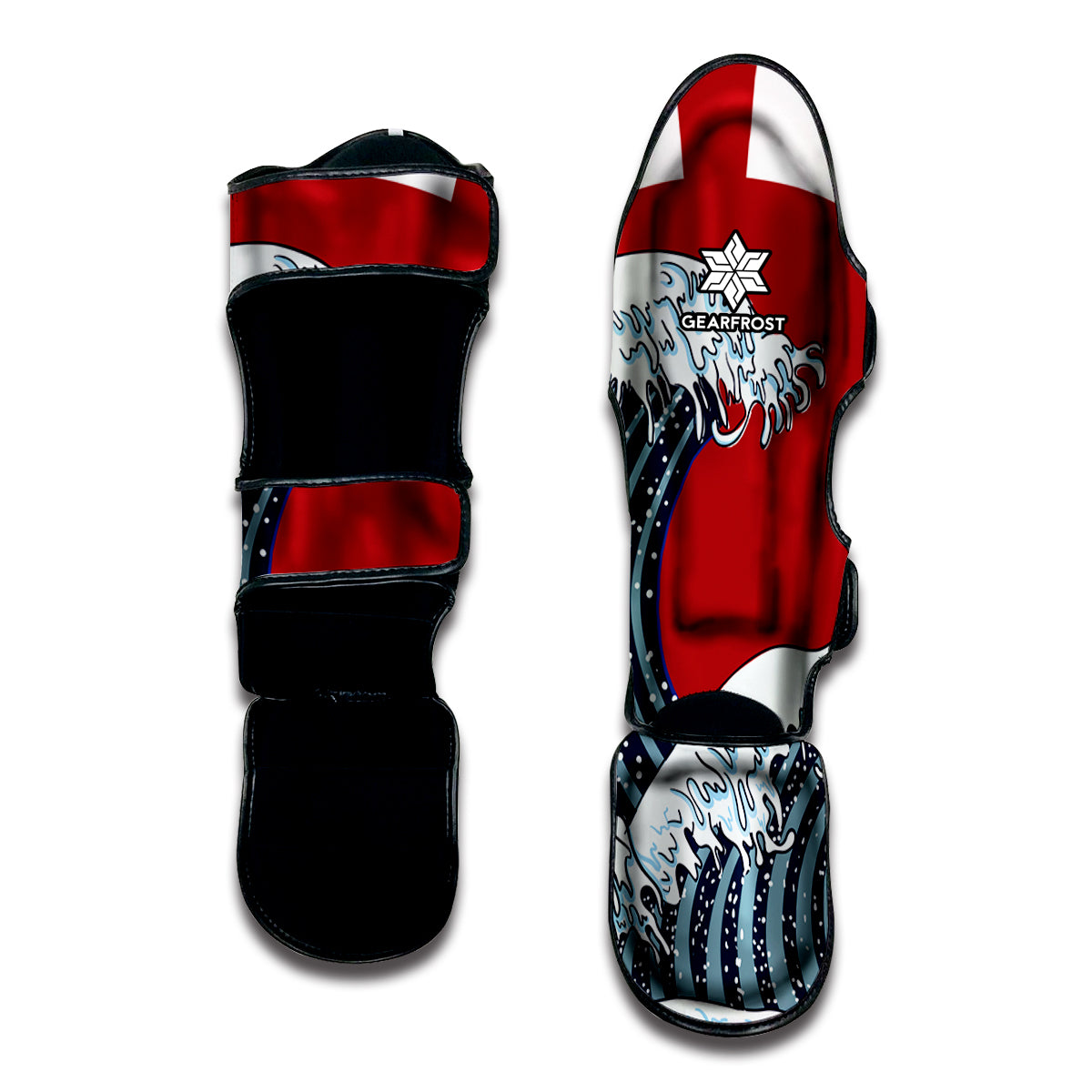 The Great Kanagawa Wave Print Muay Thai Shin Guard