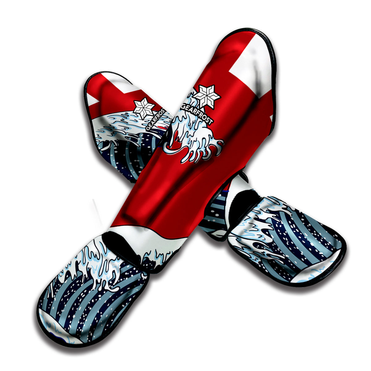 The Great Kanagawa Wave Print Muay Thai Shin Guard