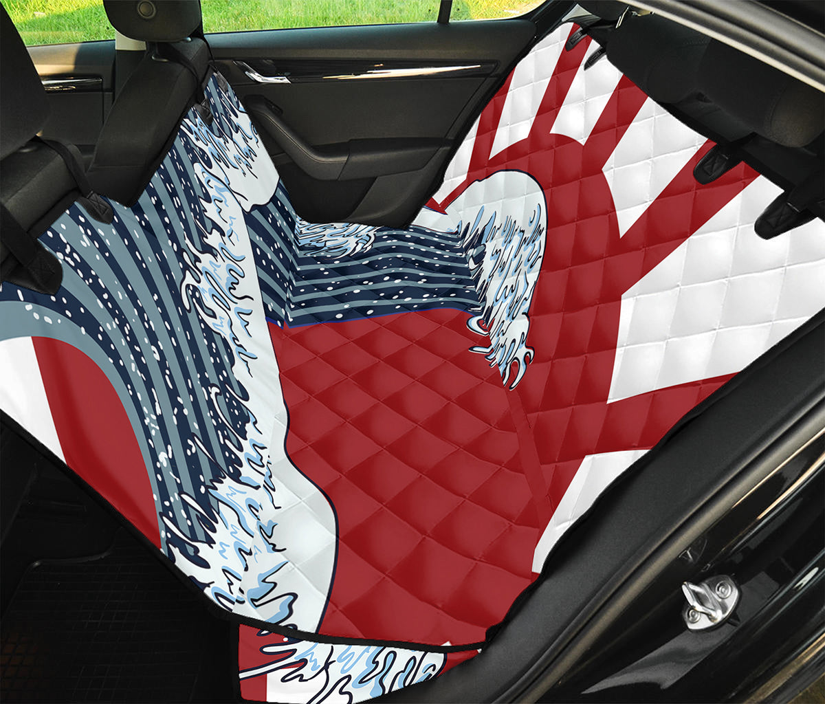 The Great Kanagawa Wave Print Pet Car Back Seat Cover