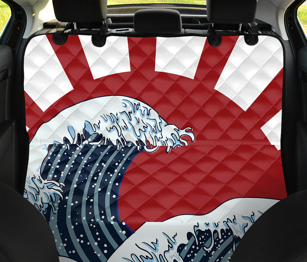 The Great Kanagawa Wave Print Pet Car Back Seat Cover