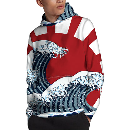 The Great Kanagawa Wave Print Pullover Hoodie