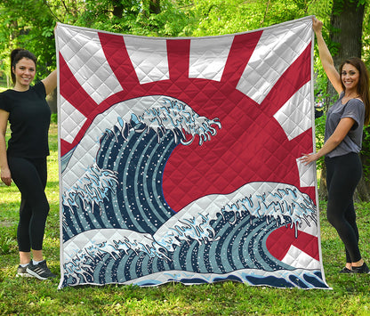 The Great Kanagawa Wave Print Quilt