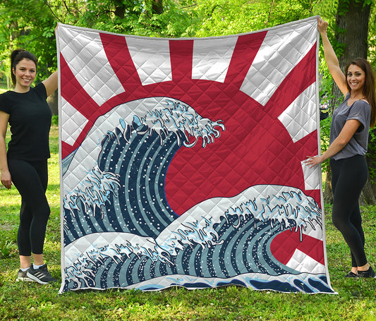 The Great Kanagawa Wave Print Quilt