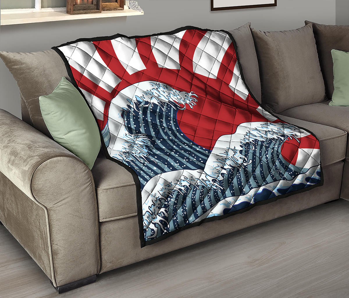 The Great Kanagawa Wave Print Quilt