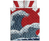 The Great Kanagawa Wave Print Quilt Bed Set