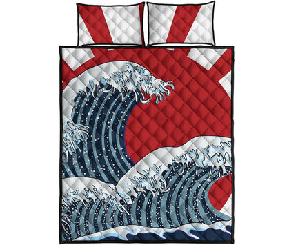 The Great Kanagawa Wave Print Quilt Bed Set