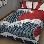 The Great Kanagawa Wave Print Quilt Bed Set