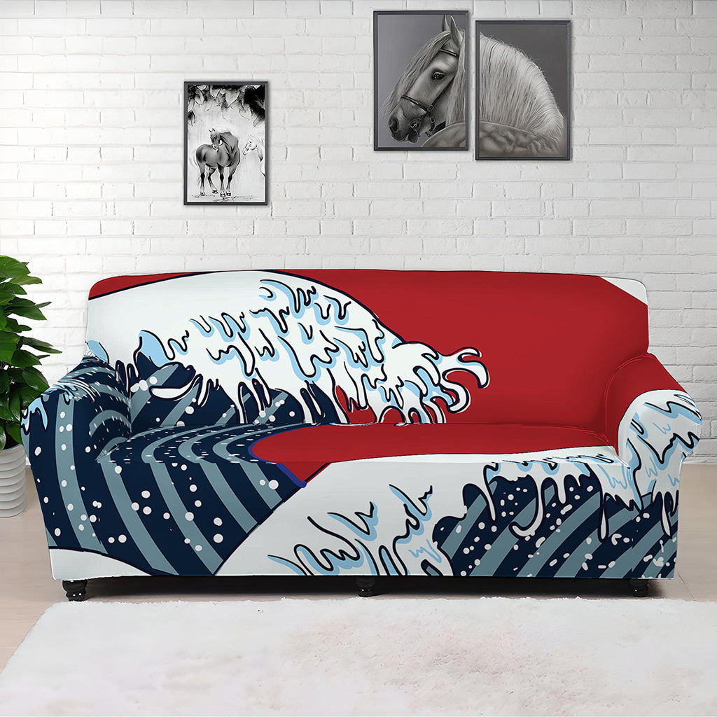 The Great Kanagawa Wave Print Sofa Cover
