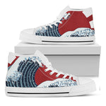The Great Kanagawa Wave Print White High Top Shoes