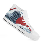 The Great Kanagawa Wave Print White High Top Shoes