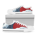 The Great Kanagawa Wave Print White Low Top Sneakers