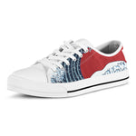 The Great Kanagawa Wave Print White Low Top Shoes