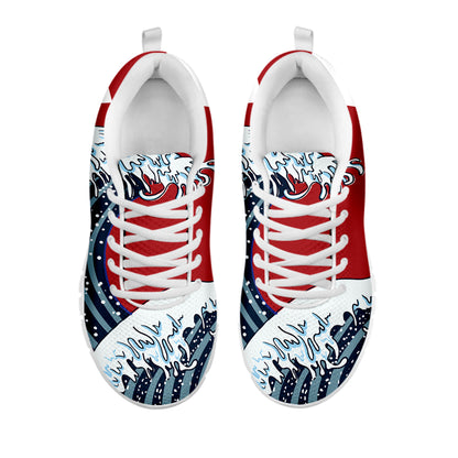 The Great Kanagawa Wave Print White Sneakers