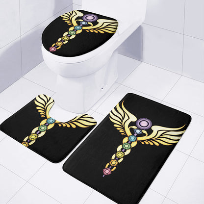 The Seven Chakras Caduceus Print 3 Piece Bath Mat Set