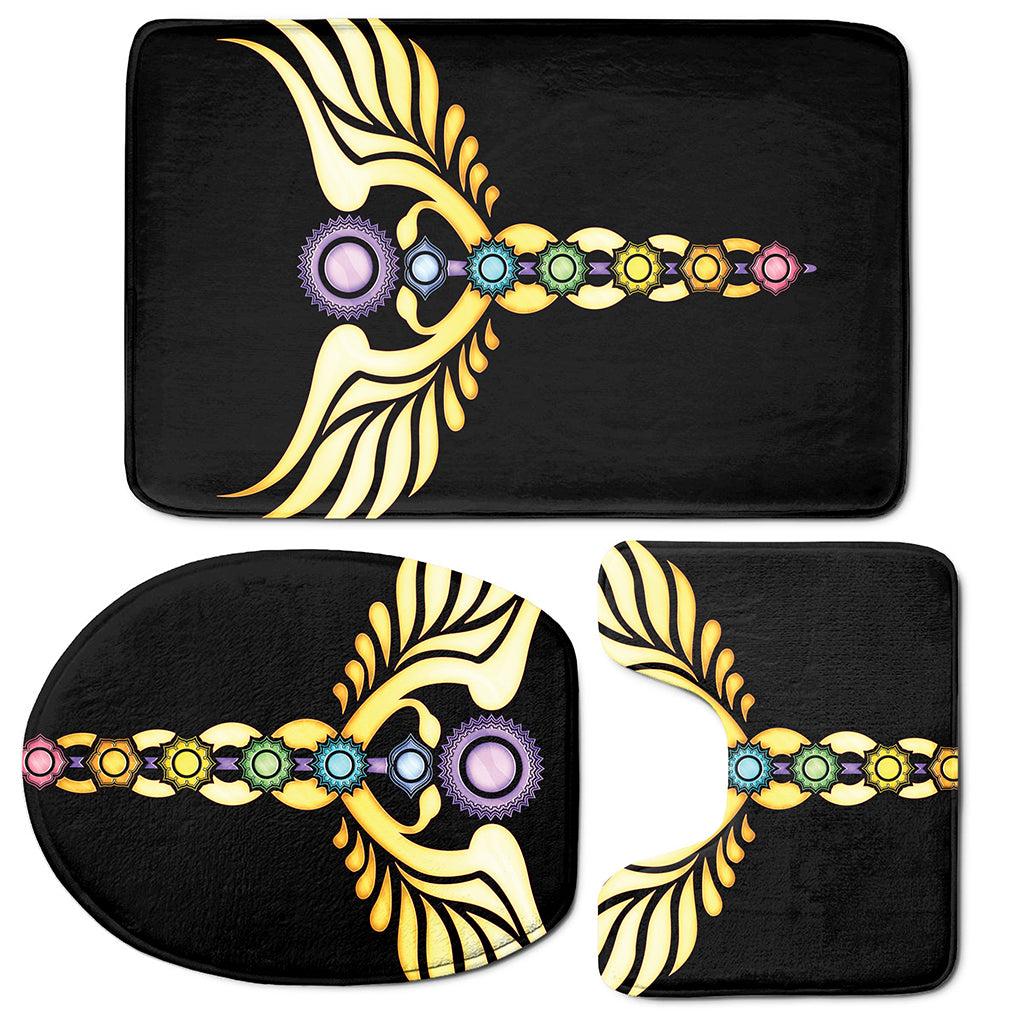 The Seven Chakras Caduceus Print 3 Piece Bath Mat Set