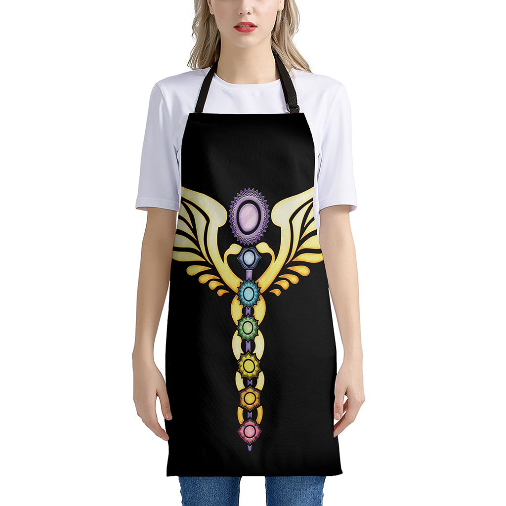 The Seven Chakras Caduceus Print Apron