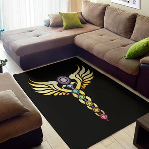 The Seven Chakras Caduceus Print Area Rug