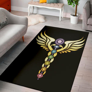 The Seven Chakras Caduceus Print Area Rug