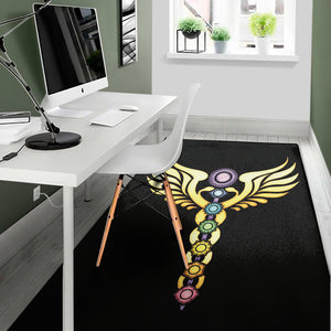 The Seven Chakras Caduceus Print Area Rug