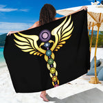 The Seven Chakras Caduceus Print Beach Sarong Wrap