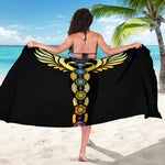 The Seven Chakras Caduceus Print Beach Sarong Wrap