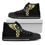 The Seven Chakras Caduceus Print Black High Top Shoes
