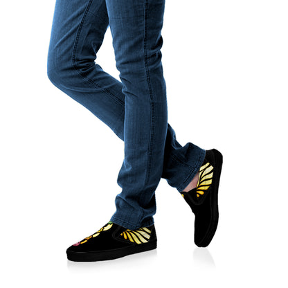 The Seven Chakras Caduceus Print Black Slip On Shoes