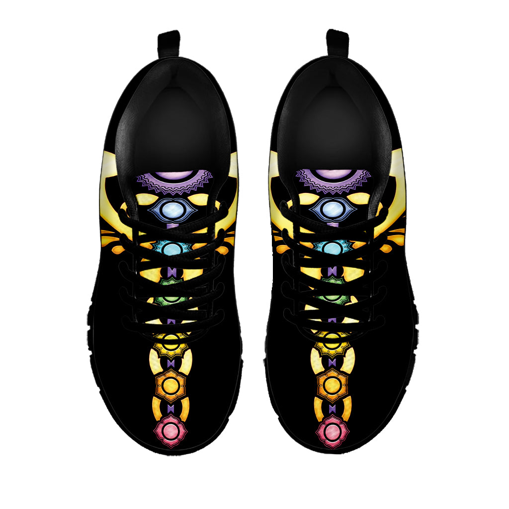 The Seven Chakras Caduceus Print Black Sneakers