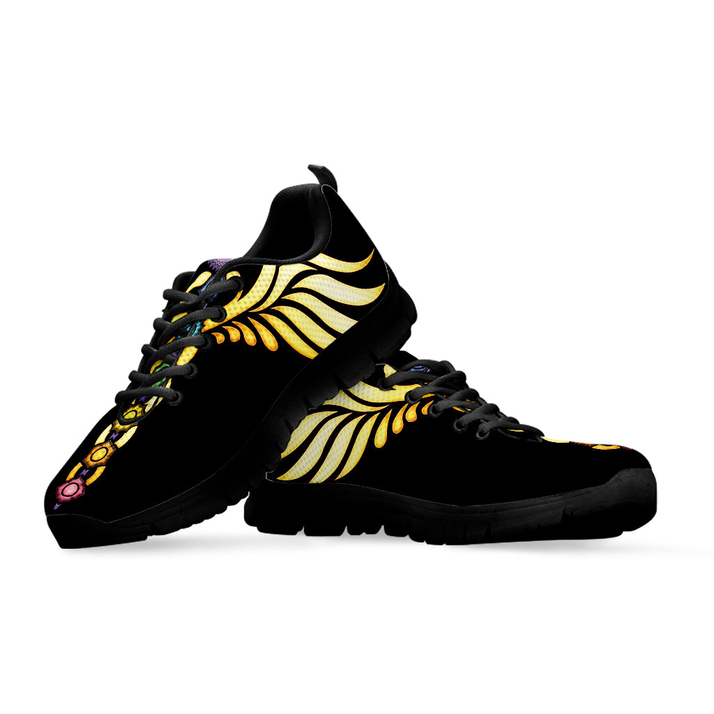 The Seven Chakras Caduceus Print Black Sneakers