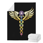 The Seven Chakras Caduceus Print Blanket