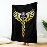 The Seven Chakras Caduceus Print Blanket