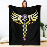 The Seven Chakras Caduceus Print Blanket