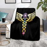 The Seven Chakras Caduceus Print Blanket