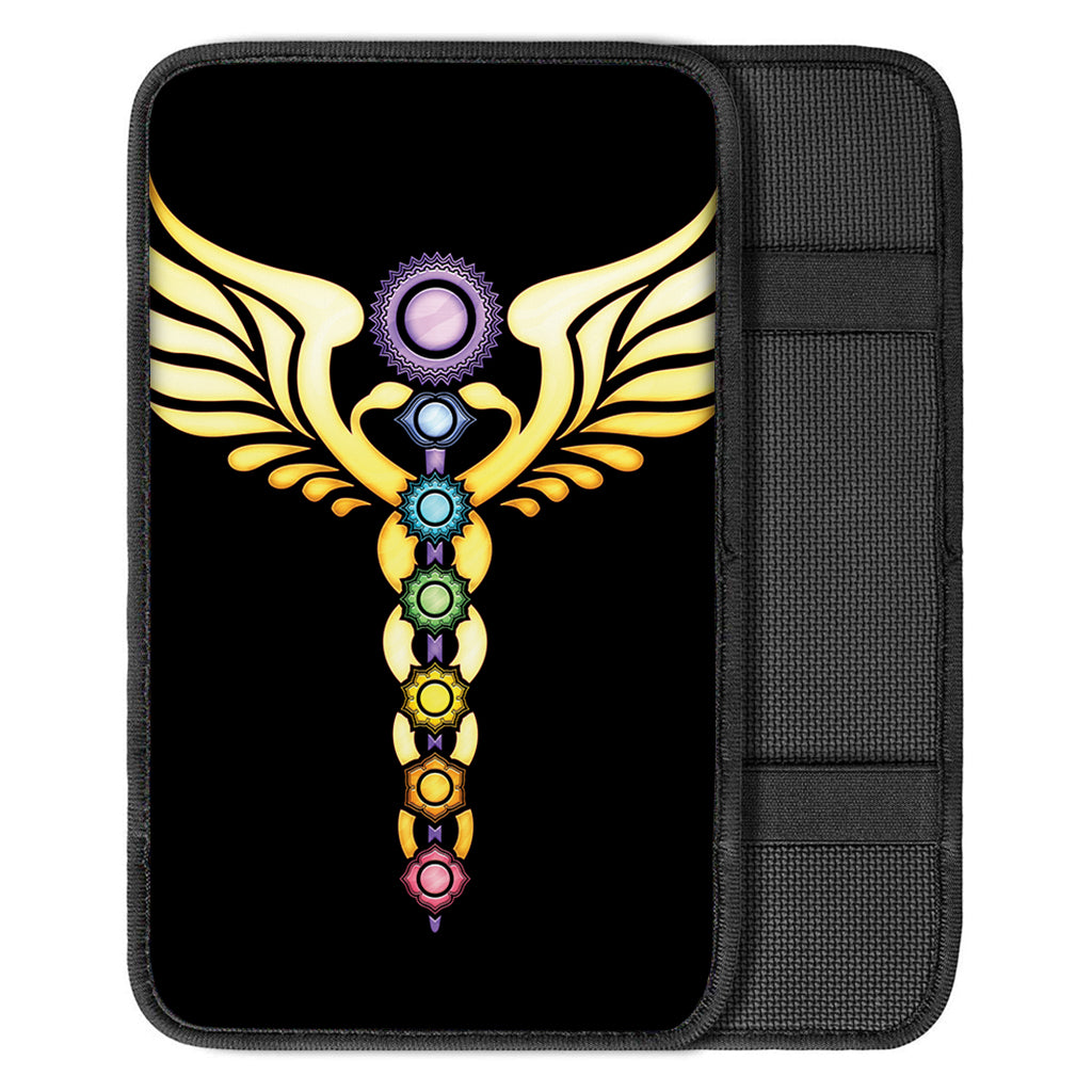 The Seven Chakras Caduceus Print Car Center Console Cover