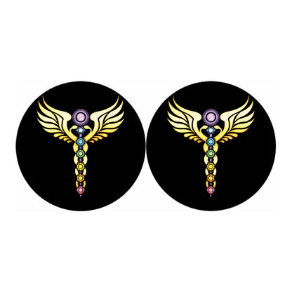 The Seven Chakras Caduceus Print Car Coasters