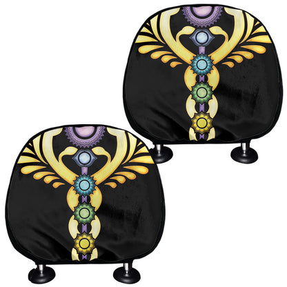 The Seven Chakras Caduceus Print Car Headrest Covers