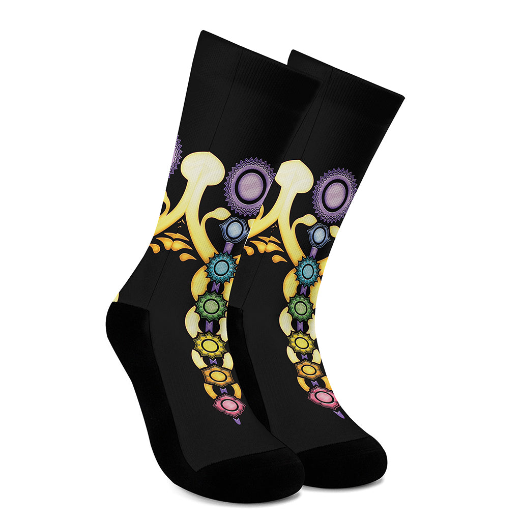 The Seven Chakras Caduceus Print Crew Socks