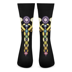 The Seven Chakras Caduceus Print Crew Socks