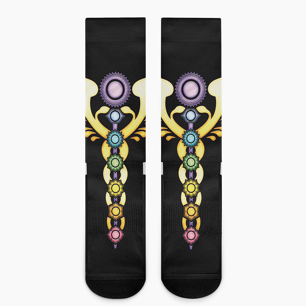 The Seven Chakras Caduceus Print Crew Socks