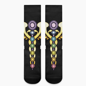 The Seven Chakras Caduceus Print Crew Socks