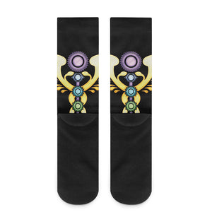 The Seven Chakras Caduceus Print Crew Socks